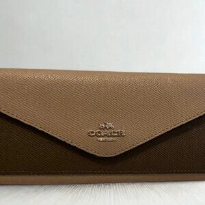 COACH Slim Soft Wallet or Clutch in Colorblock Taupe Polished Pebble Leather